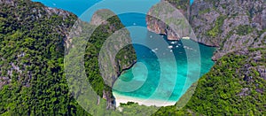 Great aerial view of Phi Phi islands.