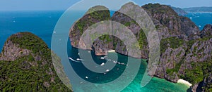 Great aerial view of Phi Phi islands. Thailand