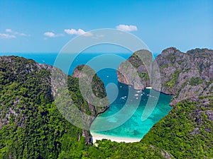 Great aerial view of Phi Phi islands.