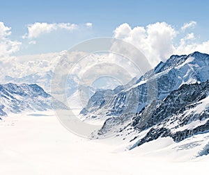 Great Aletsch Glacier Jungfrau Alps Switzerland