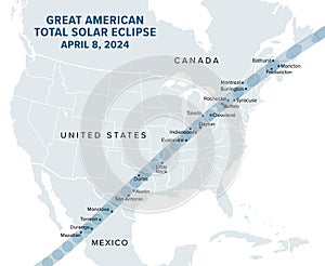 Great American Total Solar Eclipse, on April 8, 2024, political map