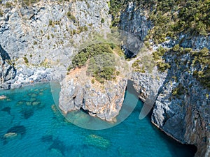 Great Arch, Aerial View, Arch Rock, Arco Magno and Beach, San Nicola Arcella, Cosenza Province, Calabria, Italy