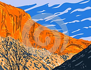 The Great Arch in Zion National Park Along the Zion-Mt Carmel Tunnel in Springdale Utah WPA Poster Art