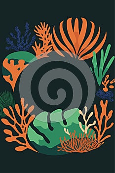 Great barrier coral reef vector flat color illustration poster