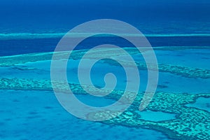 Great Barrier Reef from above, Queensland, Australia. Heart reef