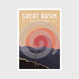 Great Basin National Park poster vector illustration designadventure, america, background, basin, branches, bristlecone pine,