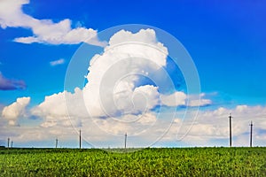 Great beautiful white cloud on backgroundblue sky, clear summer