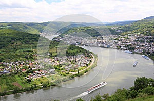 Great bow of the Rhine Valley near Boppard, Germany.
