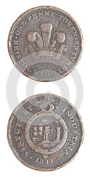 Great Britain 1811 Penny Token scarce copper coin