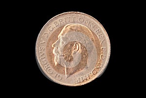 Great Britain ancient gold coin (George V, 1913). Obverse.