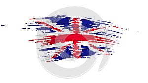 Great Britain flag animation. Brush painted UK flag on a white background. Brush strokes. United kingdom state patriotic national