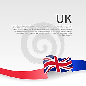 Great Britain flag background. Wavy ribbon color flag of great britain on a white background. Poster of the united kingdom