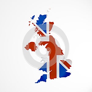 Great Britain flag in form of map. United Kingdom of Great Britain and Northern Ireland. British national flag concept.