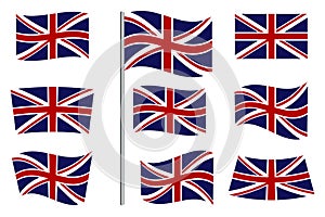 Great Britain flag icons. Vector images of the symbols of the United Kingdom