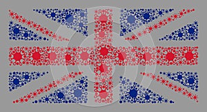 Great Britain Flag - Mosaic of Covid Virus Objects