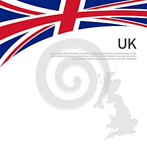 Great Britain flag, mosaic map on a white background. National poster of the united kingdom. Great britain state patriotic cover
