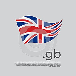 Great Britain flag. Stripes colors of the UK flag on a white background. Vector design national poster with gb domain, place