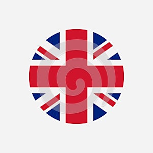 Great Britain flag. Union Jack round logo. Circle icon of United Kingdom flag. Vector.