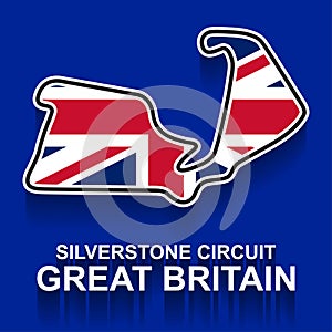 Great Britain grand prix race track for Formula 1 or F1 with flag