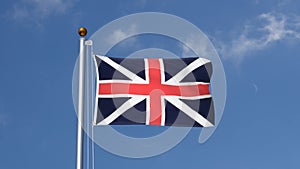 Great Britain Kings Colors 1606 flag flying on a flagpole