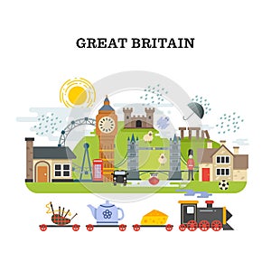 Great britain and london vector traveling concept