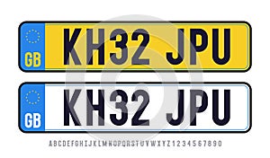 Great Britain plate template set with font