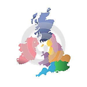Great Britain political map of UK illustration on white background
