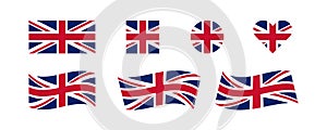 Great Britain set flag. United Kingdom isolated flat icon. Vector