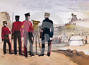 Great Britain soldiers 1850`s. Digital Illustration