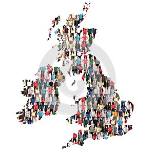 Great Britain UK Ireland map multicultural group of people integration immigration diversity