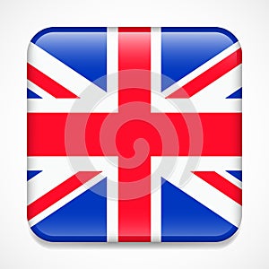 Great Britain, United Kingdom, England flag. Square glossy badge