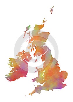 Great Britain Watercolor Map