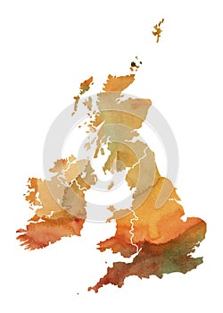 Great Britain Watercolor Map