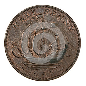 Great Britian Half Penny Dated 1953