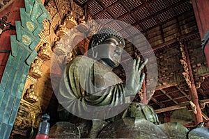 The Great Buddha Daibutsu, 17th century replacement of an 8th century sculpture, Todai-ji, Nara, Kansai, Japan photo