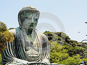The great Buddha of Kamakura with blue sky, Japan