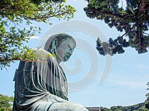 The great Buddha of Kamakura with blue sky, Japan