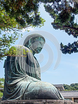 The great Buddha of Kamakura with blue sky, Japan