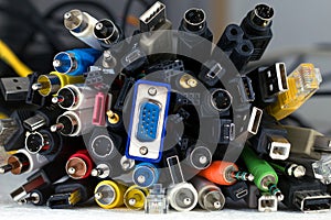 Great bundle of various colored cables with various connectors