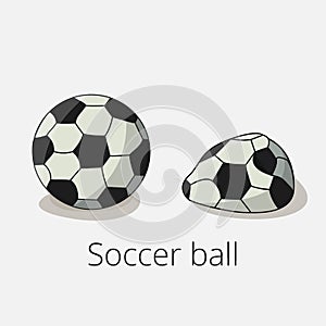Great cartoon Soccer ball and deflated soccer ball