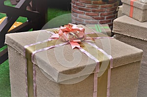 A great Christmas gift with pink and gold ribbon photo