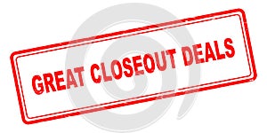 Great closeout deals stamp on white