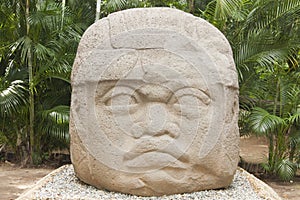 Great Colossal Head Olmec culture La Venta Villahermosa Tabasco Mexico photo