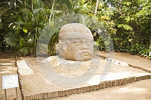 Great Colossal Head Olmec culture La Venta Villahermosa Tabasco Mexico photo