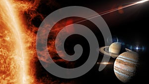 Great conjunction of jupiter and saturn 3d illustration