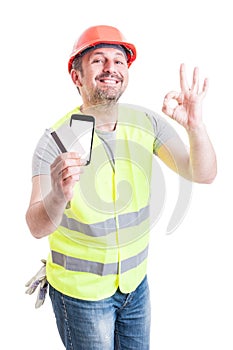 Great construction services concept with handsome builder