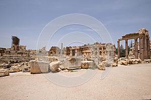 The Great Court. The ruins of the Roman city of Heliopolis or Baalbek in the Beqaa Valley. Baalbek, Lebanon