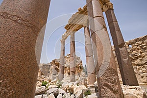 The Great Court. The ruins of the Roman city of Heliopolis or Baalbek in the Beqaa Valley. Baalbek, Lebanon