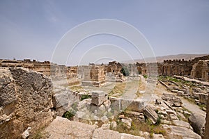 The Great Court. The ruins of the Roman city of Heliopolis or Baalbek in the Beqaa Valley. Baalbek, Lebanon