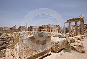 The Great Court. The ruins of the Roman city of Heliopolis or Baalbek in the Beqaa Valley. Baalbek, Lebanon